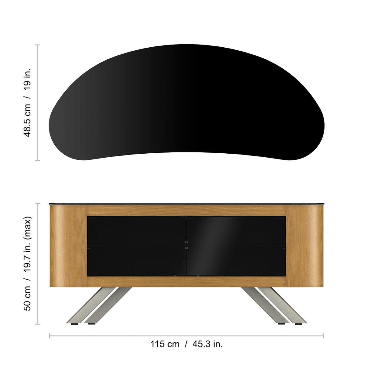AVF Affinity Bay 1.15m Curved TV Stand - Oak