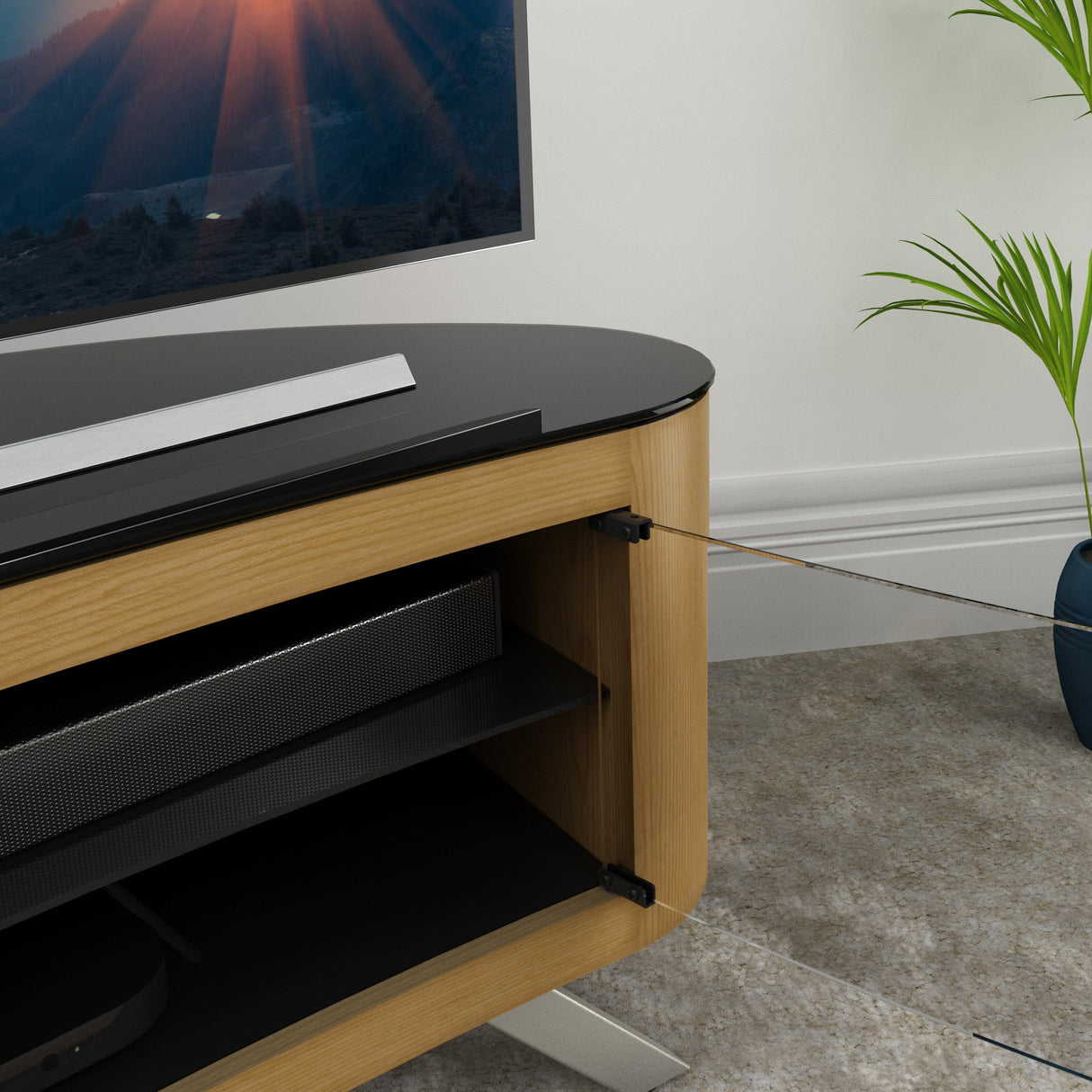 AVF Affinity Bay 1.15m Curved TV Stand - Oak
