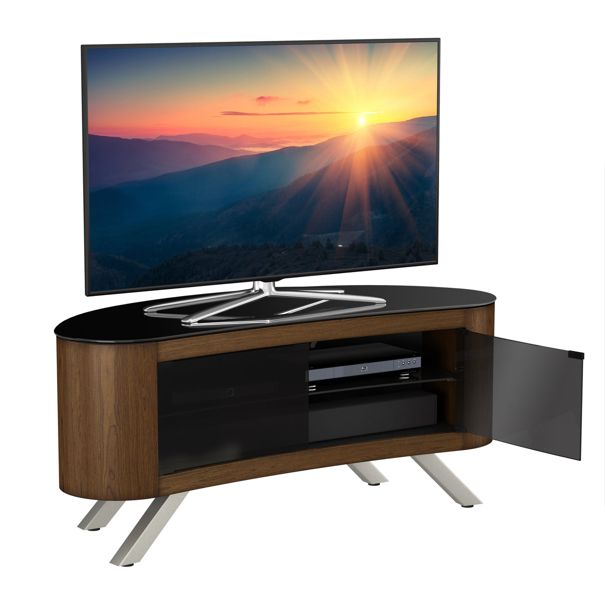 AVF Affinity Bay 1.15m Curved TV Stand - Walnut