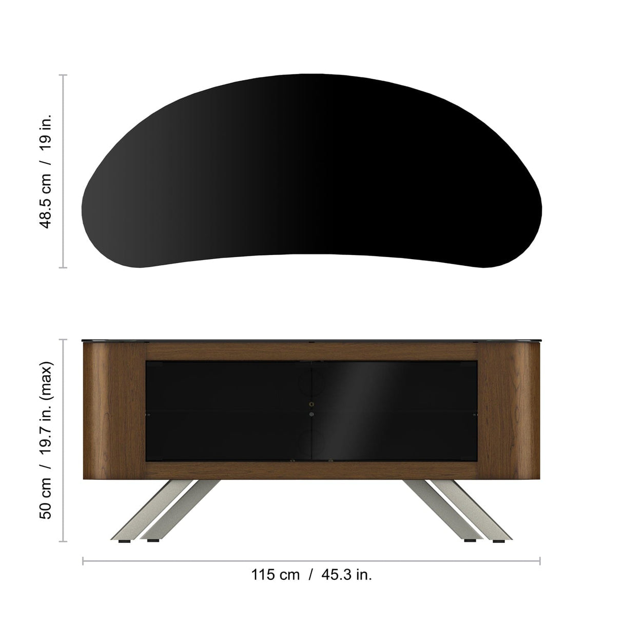 AVF Affinity Bay 1.15m Curved TV Stand - Walnut