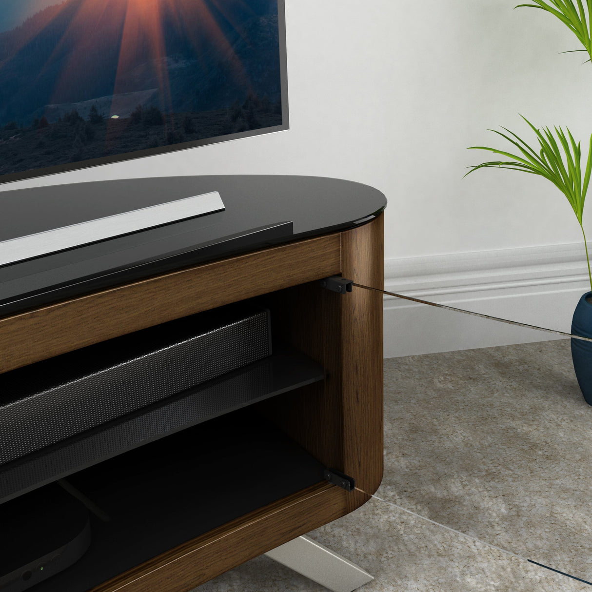 AVF Affinity Bay 1.15m Curved TV Stand - Walnut