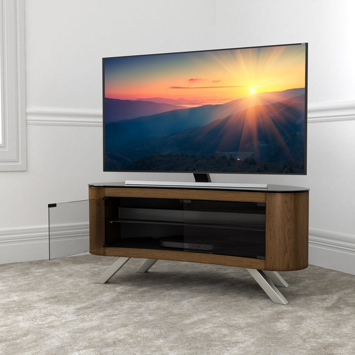 AVF Affinity Bay 1.15m Curved TV Stand - Walnut