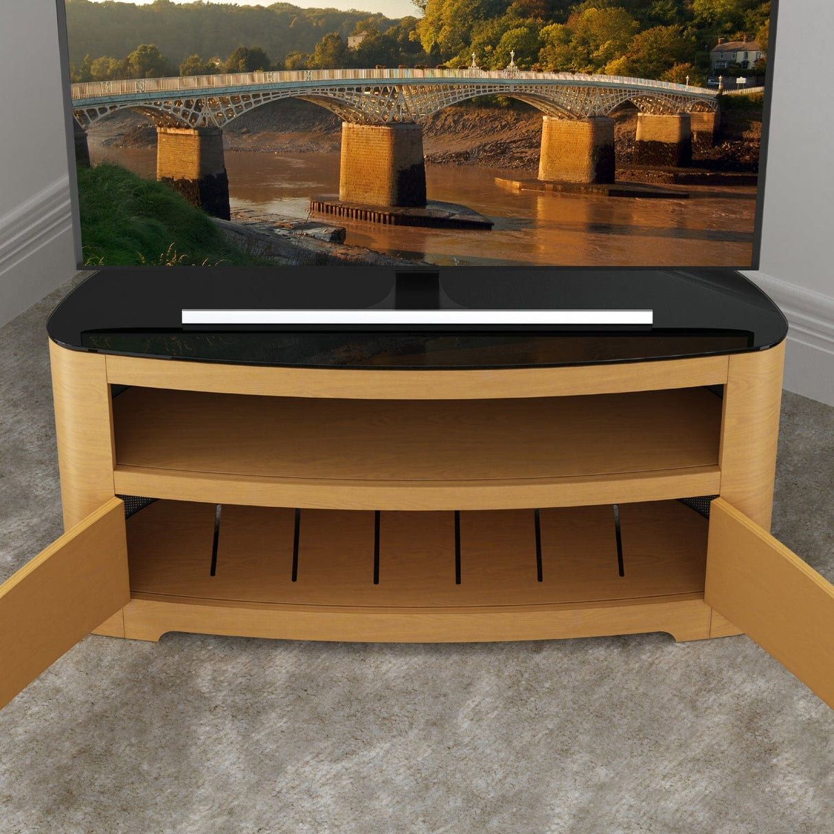 AVF Affinity Blenheim 1.1m Curved TV Stand - Oak