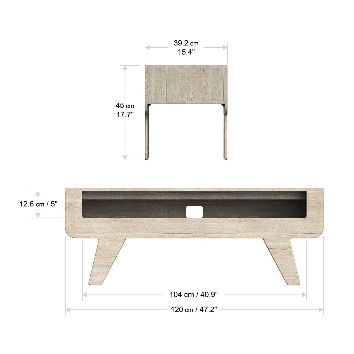 AVF Horton 1.2m Tapered Leg TV Stand - Whitewashed Oak