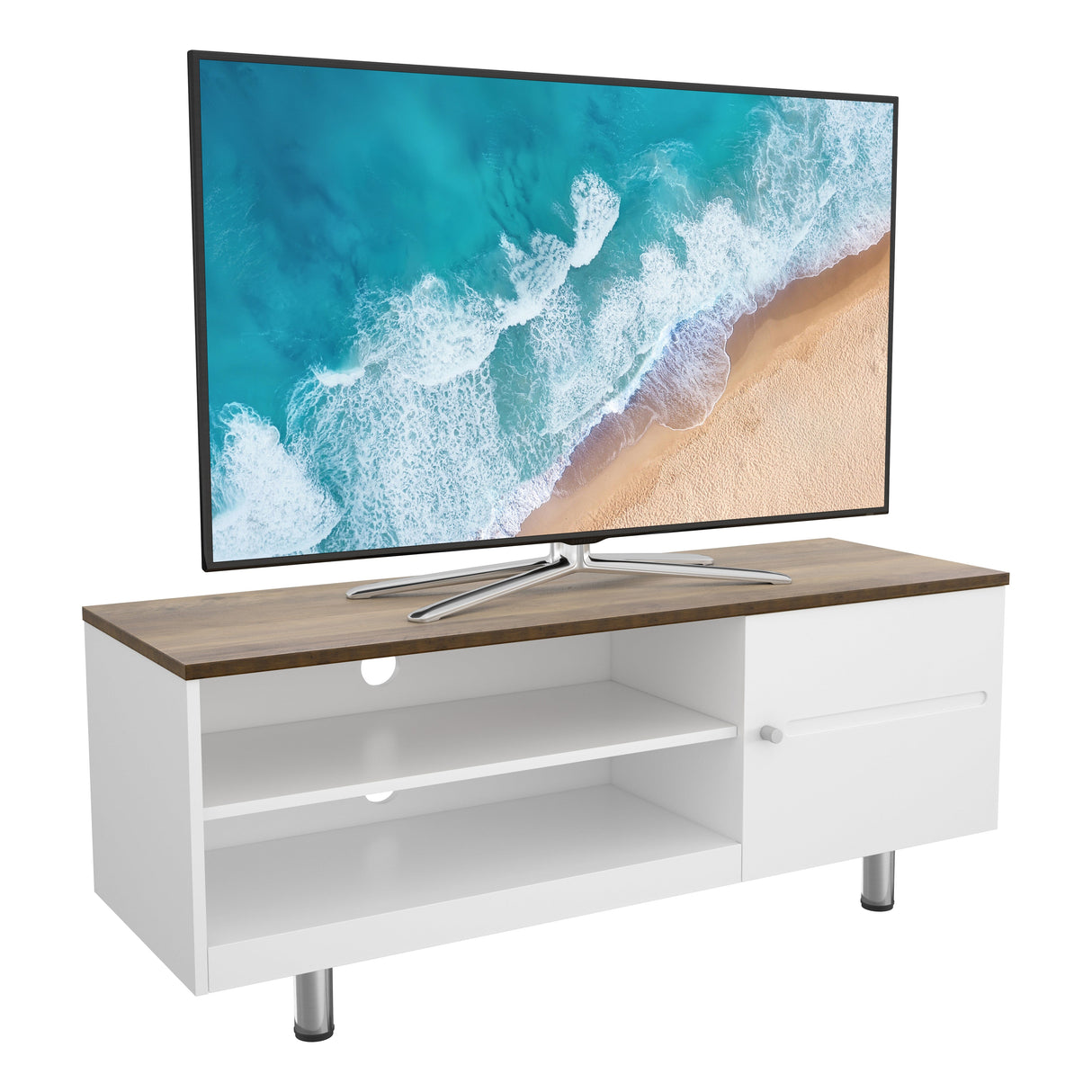 AVF Whitesands 1.2m TV Stand - Satin White & Wood
