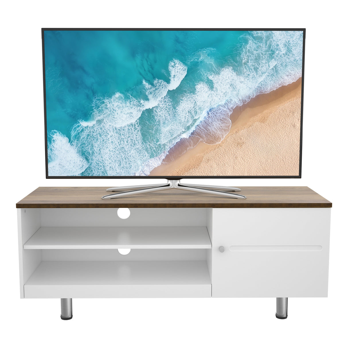 AVF Whitesands 1.2m TV Stand - Satin White & Wood