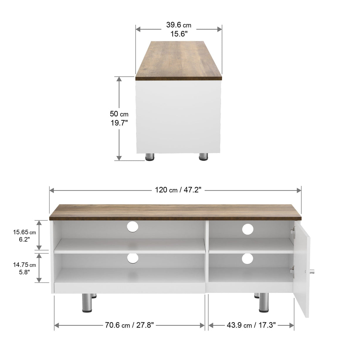 AVF Whitesands 1.2m TV Stand - Satin White & Wood