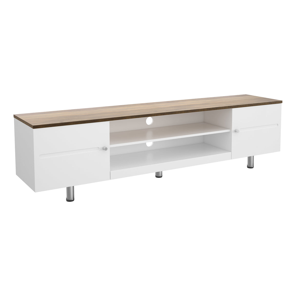 AVF Whitesands 1.9m TV Stand - Satin White & Wood