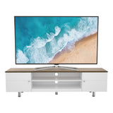 AVF Whitesands 1.9m TV Stand - Satin White & Wood