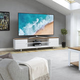 AVF Whitesands 1.9m TV Stand - Satin White & Wood