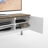 AVF Whitesands 1.9m TV Stand - Satin White & Wood