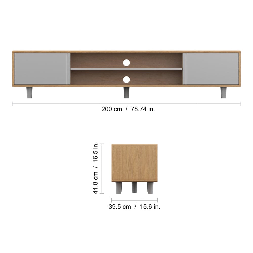 AVF Harbour 2m TV Stand  - Light Wood & Grey