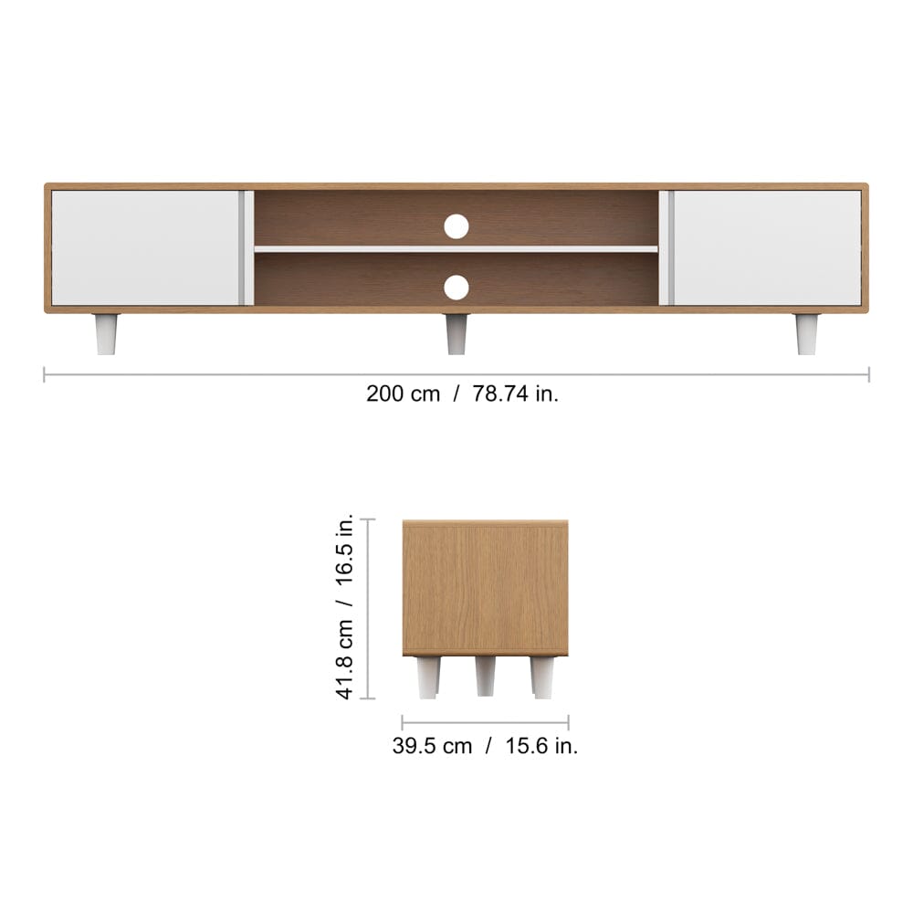 AVF Harbour 2m TV Stand  - Light Wood & White