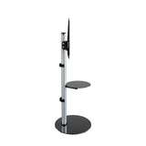 AVF Eno 60cm Pedestal TV Stand, with Shelf - Silver & Black Glass