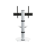 AVF Eno 60cm Pedestal TV Stand, with Shelf - Silver & White Glass