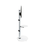 AVF Eno 60cm Pedestal TV Stand, with Shelf - Silver & White Glass