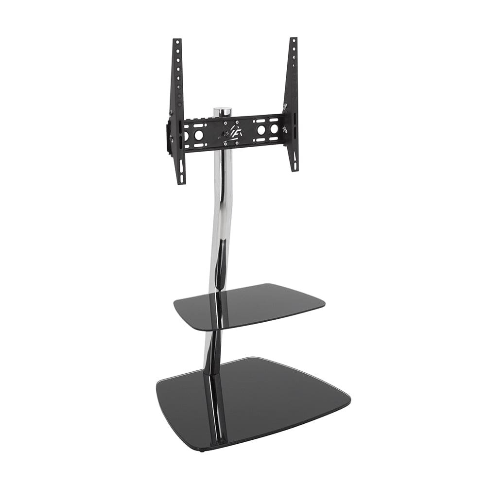 AVF Iseo 60cm Pedestal TV Stand - Chrome/Black Glass