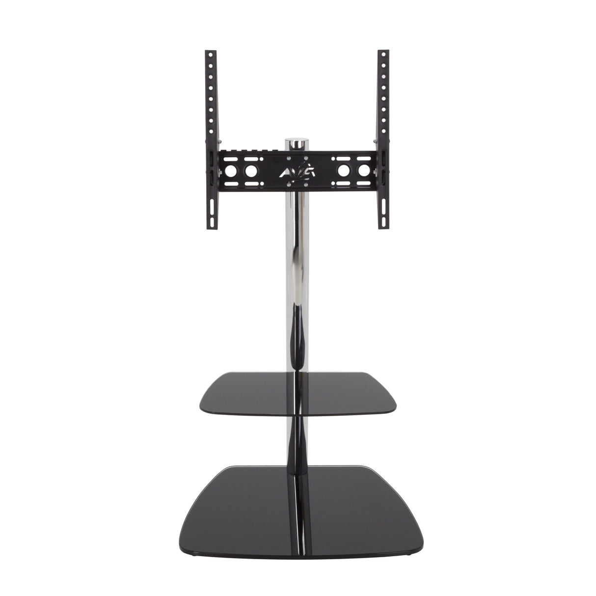 AVF Iseo 60cm Pedestal TV Stand - Chrome/Black Glass