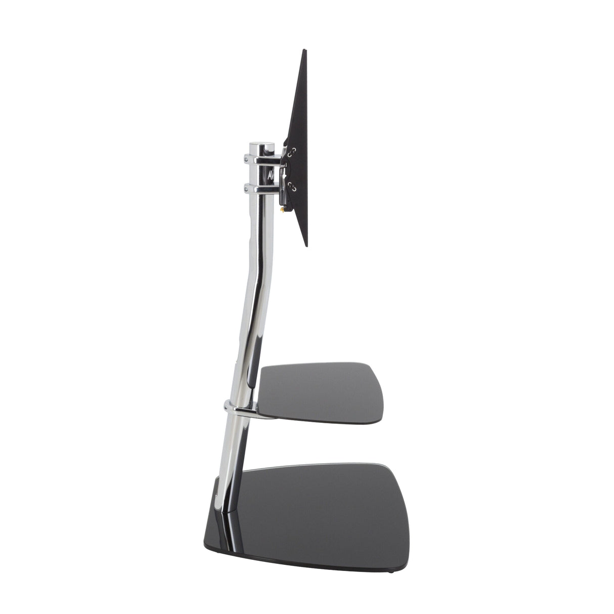 AVF Iseo 60cm Pedestal TV Stand - Chrome/Black Glass