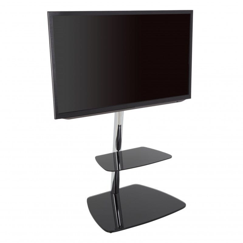 AVF Iseo 60cm Pedestal TV Stand - Chrome/Black Glass