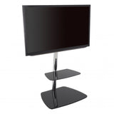 AVF Iseo 60cm Pedestal TV Stand - Chrome/Black Glass