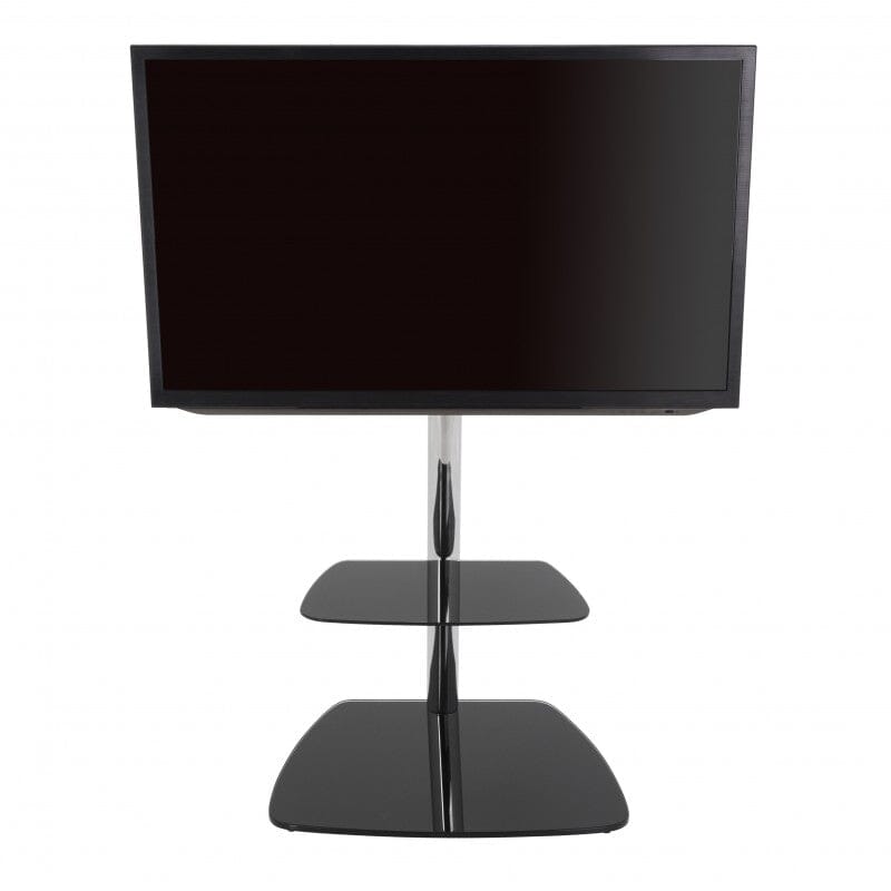 AVF Iseo 60cm Pedestal TV Stand - Chrome/Black Glass