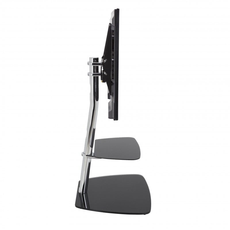 AVF Iseo 60cm Pedestal TV Stand - Chrome/Black Glass