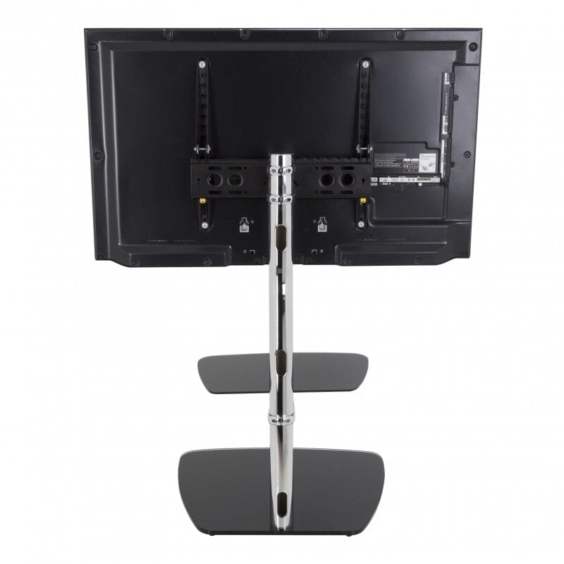 AVF Iseo 60cm Pedestal TV Stand - Chrome/Black Glass