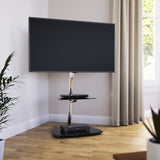 AVF Iseo 60cm Pedestal TV Stand - Chrome/Black Glass