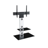 AVF Lesina 70cm Pedestal TV Stand - Satin White & Black Glass