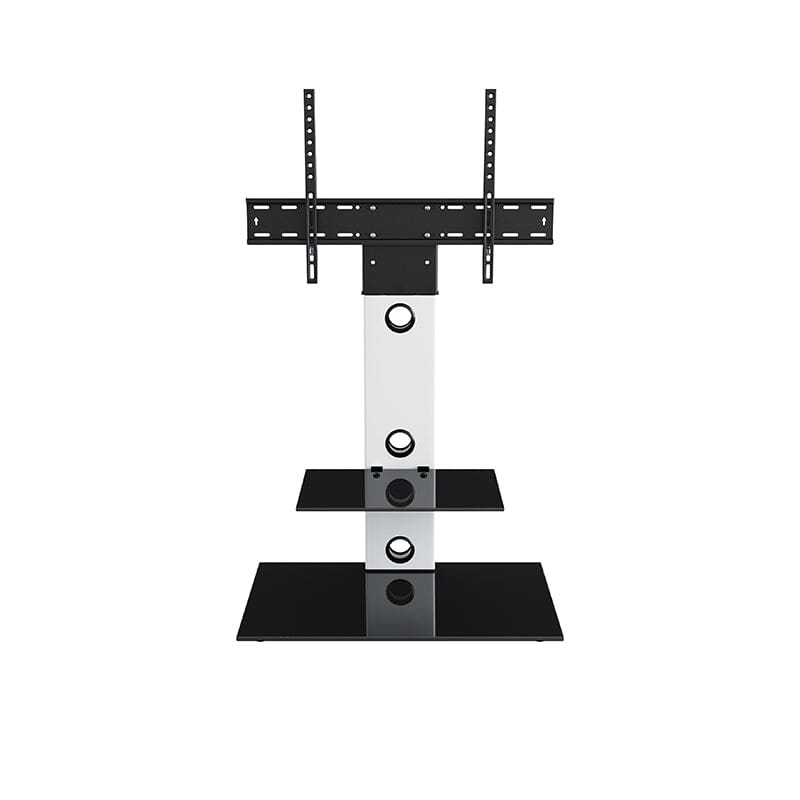 AVF Lesina 70cm Pedestal TV Stand - Satin White & Black Glass