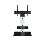 AVF Lesina 70cm Pedestal TV Stand - Satin White & Black Glass