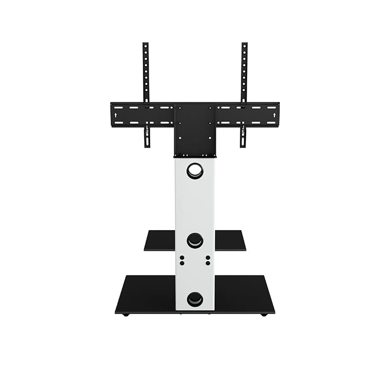 AVF Lesina 70cm Pedestal TV Stand - Satin White & Black Glass