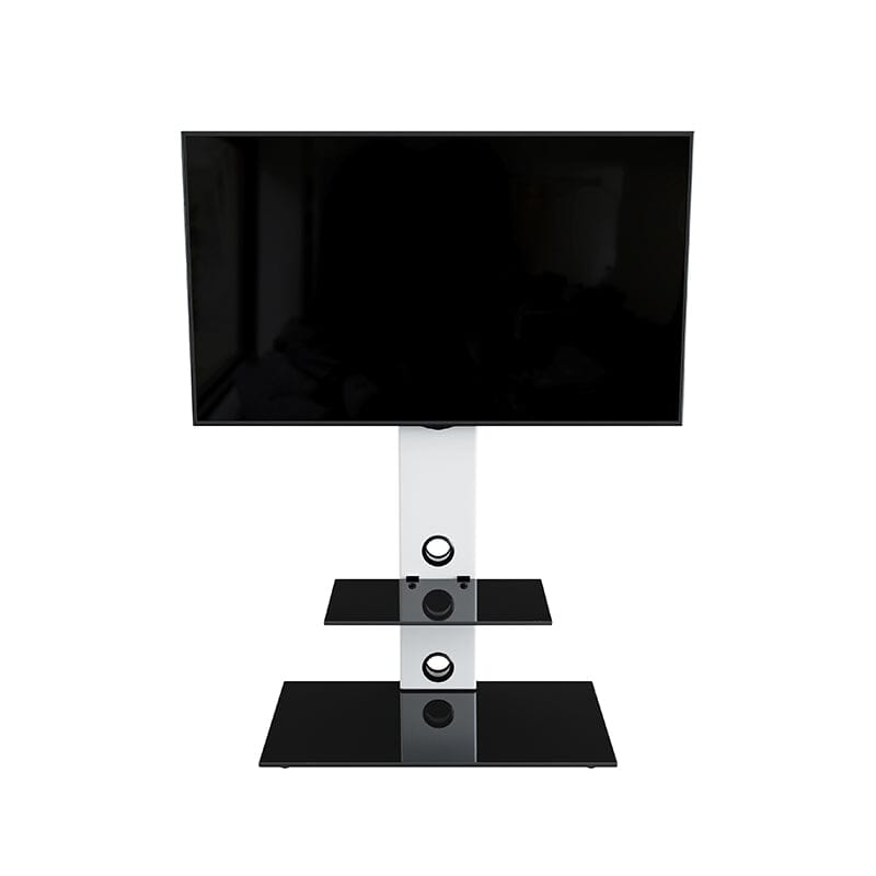 AVF Lesina 70cm Pedestal TV Stand - Satin White & Black Glass