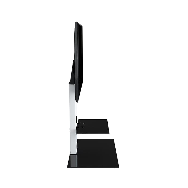 AVF Lesina 70cm Pedestal TV Stand - Satin White & Black Glass