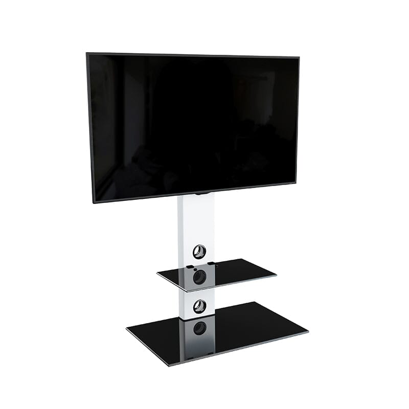 AVF Lesina 70cm Pedestal TV Stand - Satin White & Black Glass