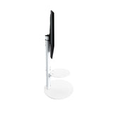 AVF Lugano 80cm Oval Pedestal TV Stand - Satin White and White Glass