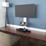 AVF Lugano 80cm Oval Pedestal TV Stand - Satin White & Black Glass