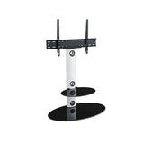 AVF Lugano 80cm Oval Pedestal TV Stand - Satin White & Black Glass