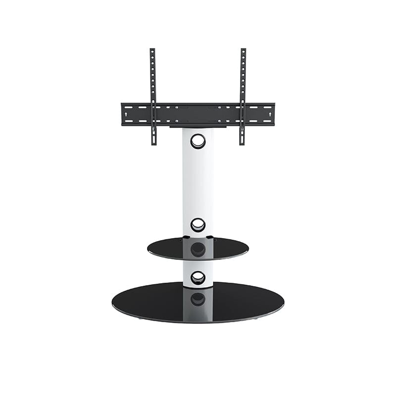 AVF Lugano 80cm Oval Pedestal TV Stand - Satin White & Black Glass