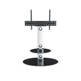 AVF Lugano 80cm Oval Pedestal TV Stand - Satin White & Black Glass