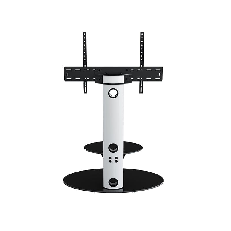 AVF Lugano 80cm Oval Pedestal TV Stand - Satin White & Black Glass