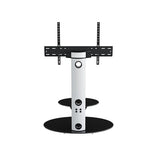 AVF Lugano 80cm Oval Pedestal TV Stand - Satin White & Black Glass