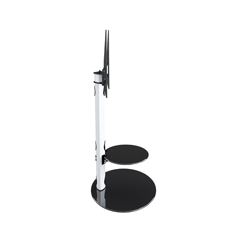 AVF Lugano 80cm Oval Pedestal TV Stand - Satin White & Black Glass