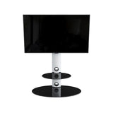 AVF Lugano 80cm Oval Pedestal TV Stand - Satin White & Black Glass