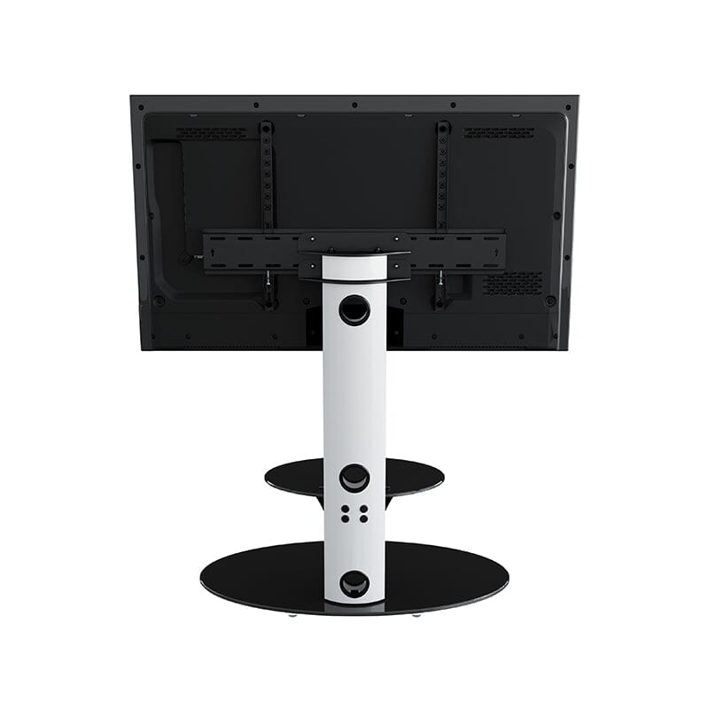 AVF Lugano 80cm Oval Pedestal TV Stand - Satin White & Black Glass