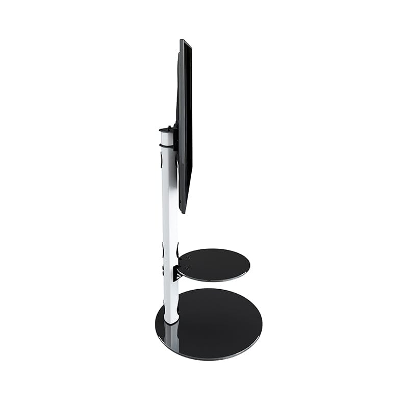 AVF Lugano 80cm Oval Pedestal TV Stand - Satin White & Black Glass