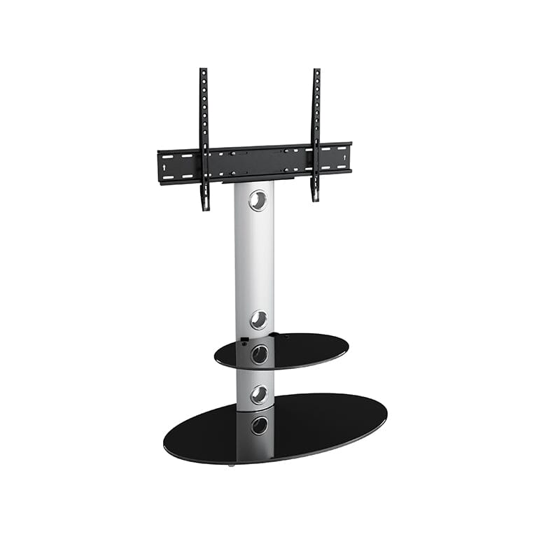 AVF Lugano 80cm Oval Pedestal TV Stand - Silver & Black Glass