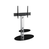 AVF Lugano 80cm Oval Pedestal TV Stand - Silver & Black Glass