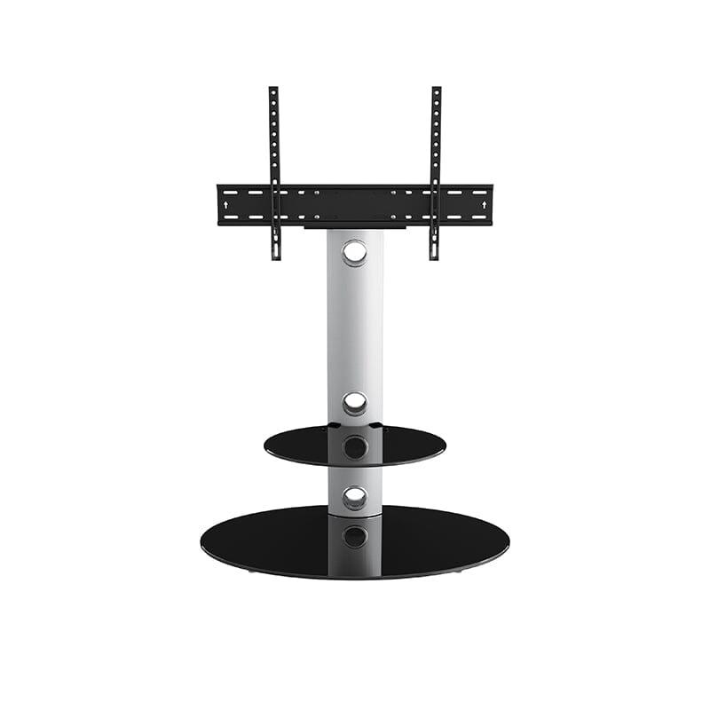 AVF Lugano 80cm Oval Pedestal TV Stand - Silver & Black Glass